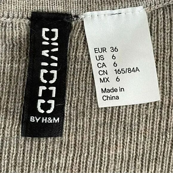 H&M Divided Brown Jersey Knit Round Neck Long Sleeves High Low Cozy Dress SZ 6 - Picture 6 of 8